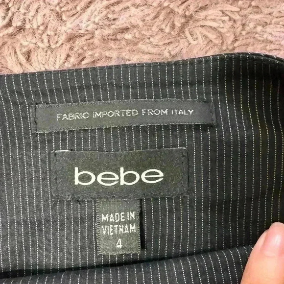 bebe black bandage skirt with white thin stripes size 4 - Picture 4 of 6